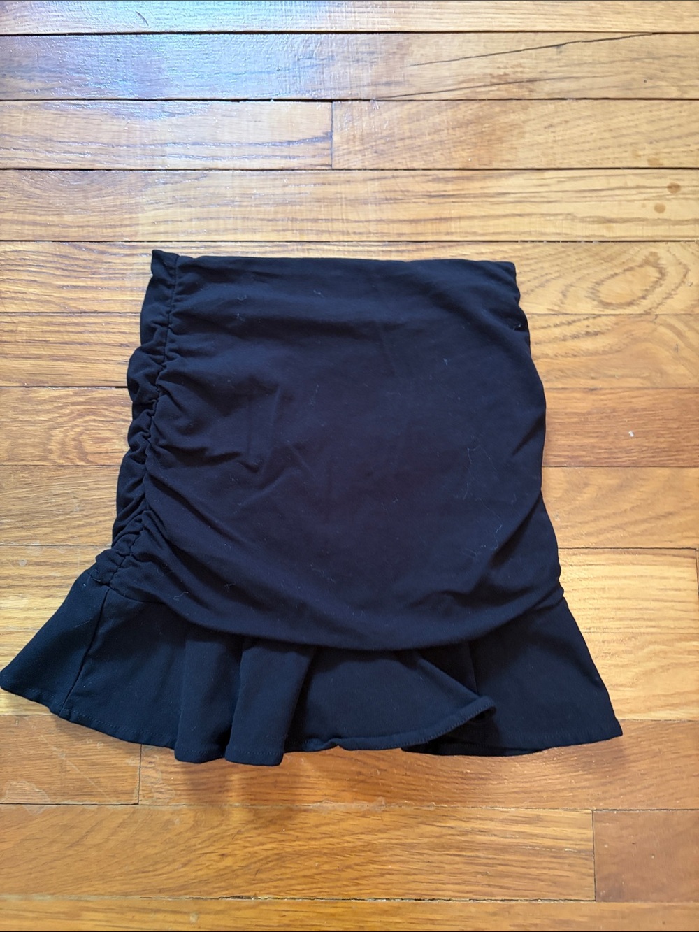 Katie J NYC Black Ruched Skort with Ruffle Hem